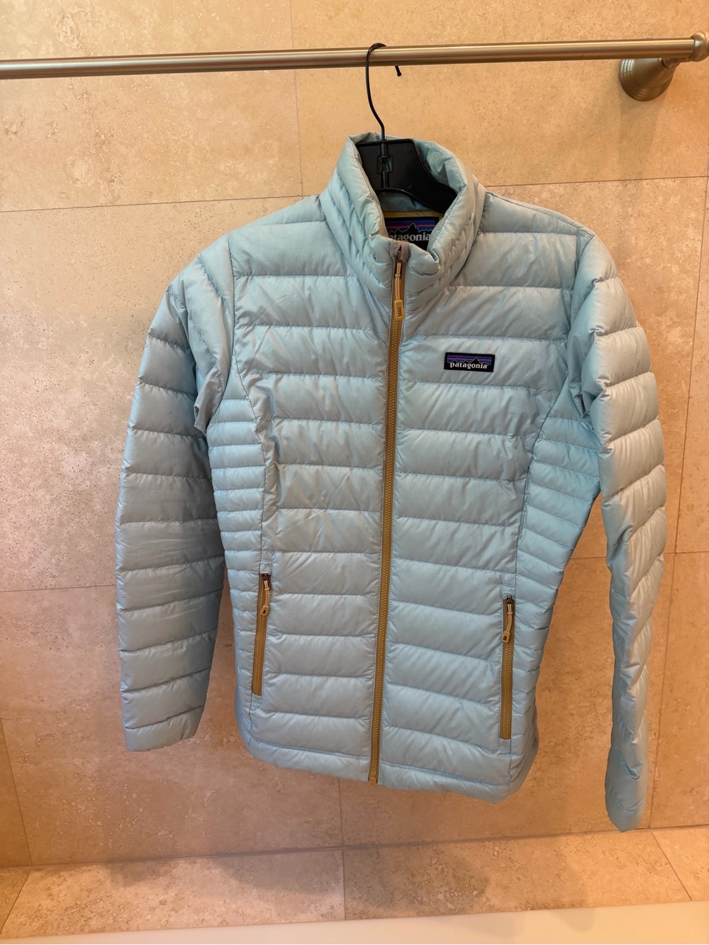 Patagonia Light Blue Quilted Down Puffer Jacket